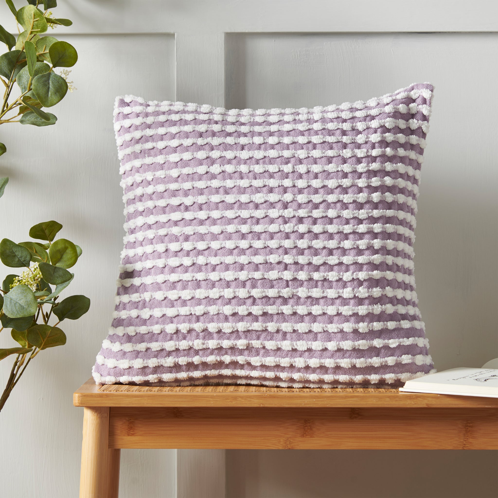 Stab Stitch Purple Square Cushion - DISC Stab Stitch Lilac Cushion 43x43CM Accessories Sterling Home 1