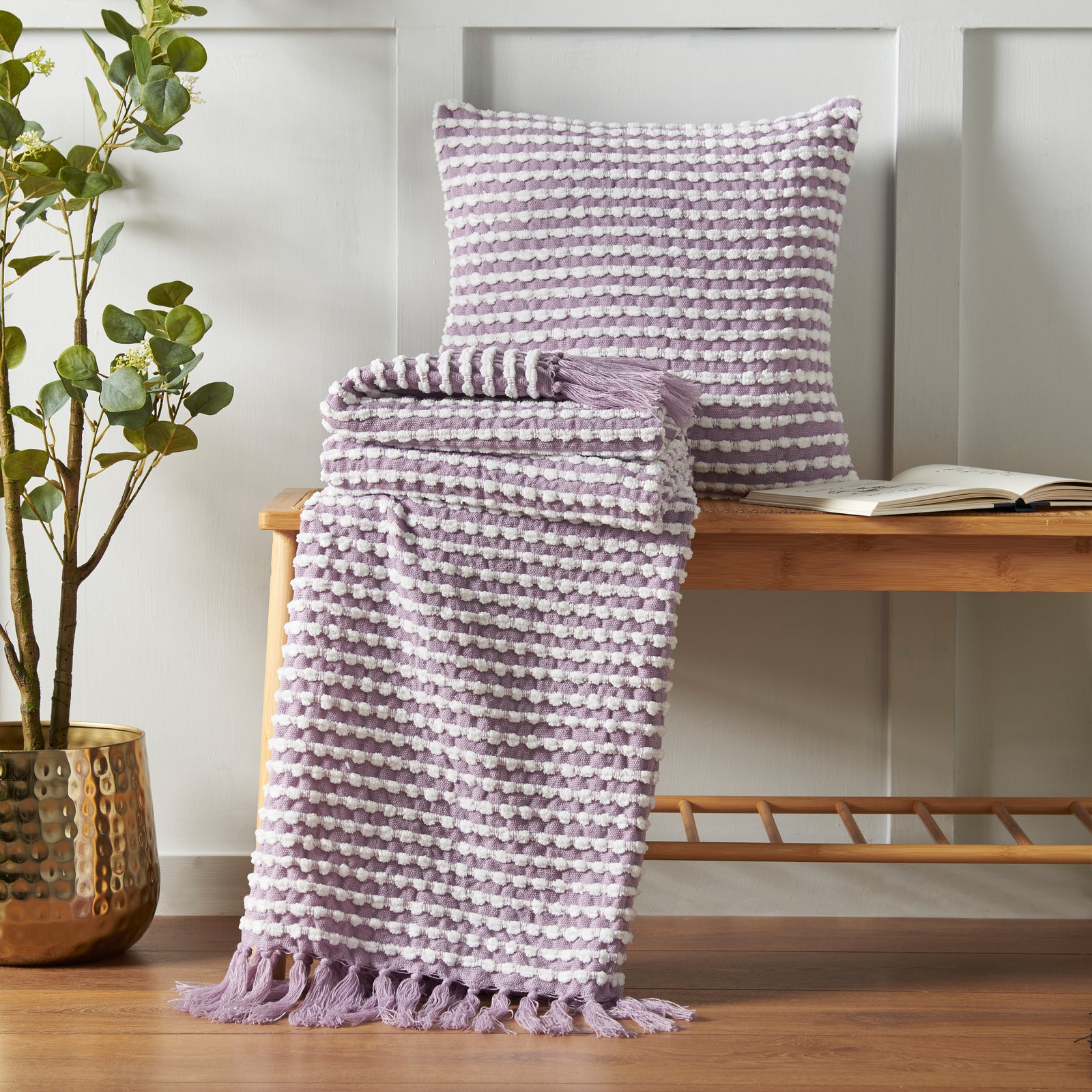 Stab Stitch Purple Square Cushion - DISC Stab Stitch Lilac Cushion 43x43CM Accessories Sterling Home 3