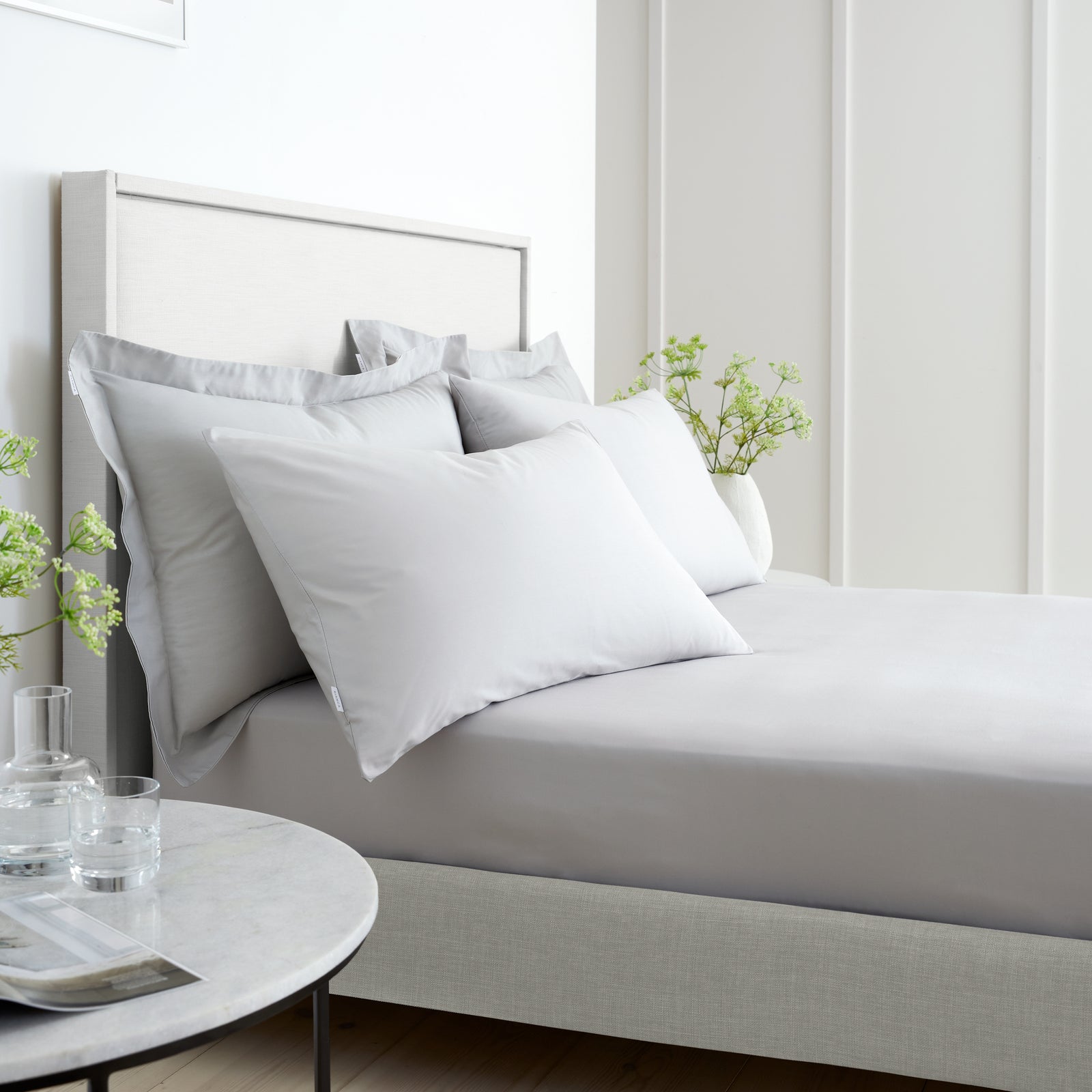 Bianca Percale Grey Standard Pillowcase Pair - 200TC Percale Grey Std Pillowcase Pair Accessories Sterling Home 2