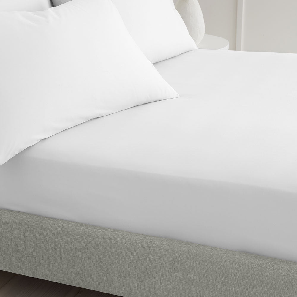 Bianca Percale White Fitted Bed Sheet - 200TC Percale White Double Fitted Sheet - Double Accessories Sterling Home 1