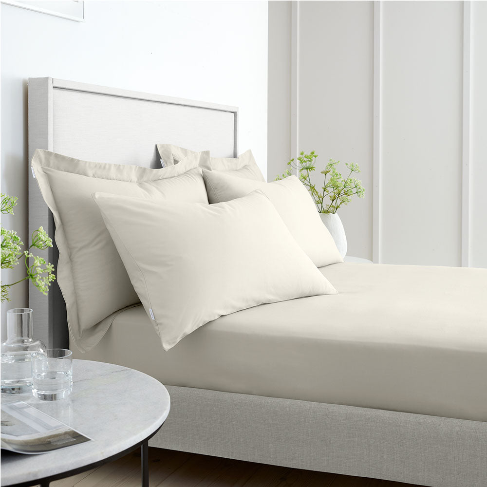 Bianca Percale Cream Fitted Bed Sheet - 200TC Percale Natural Double Fitted Sheet - Double Accessories Sterling Home 1