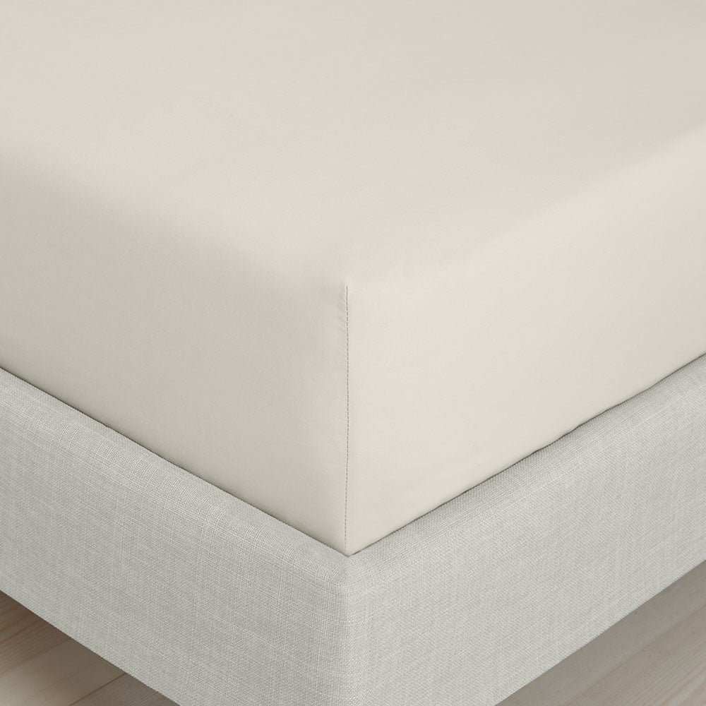 Bianca Percale Cream Fitted Bed Sheet - 200TC Percale Natural Double Fitted Sheet - Double Accessories Sterling Home 2
