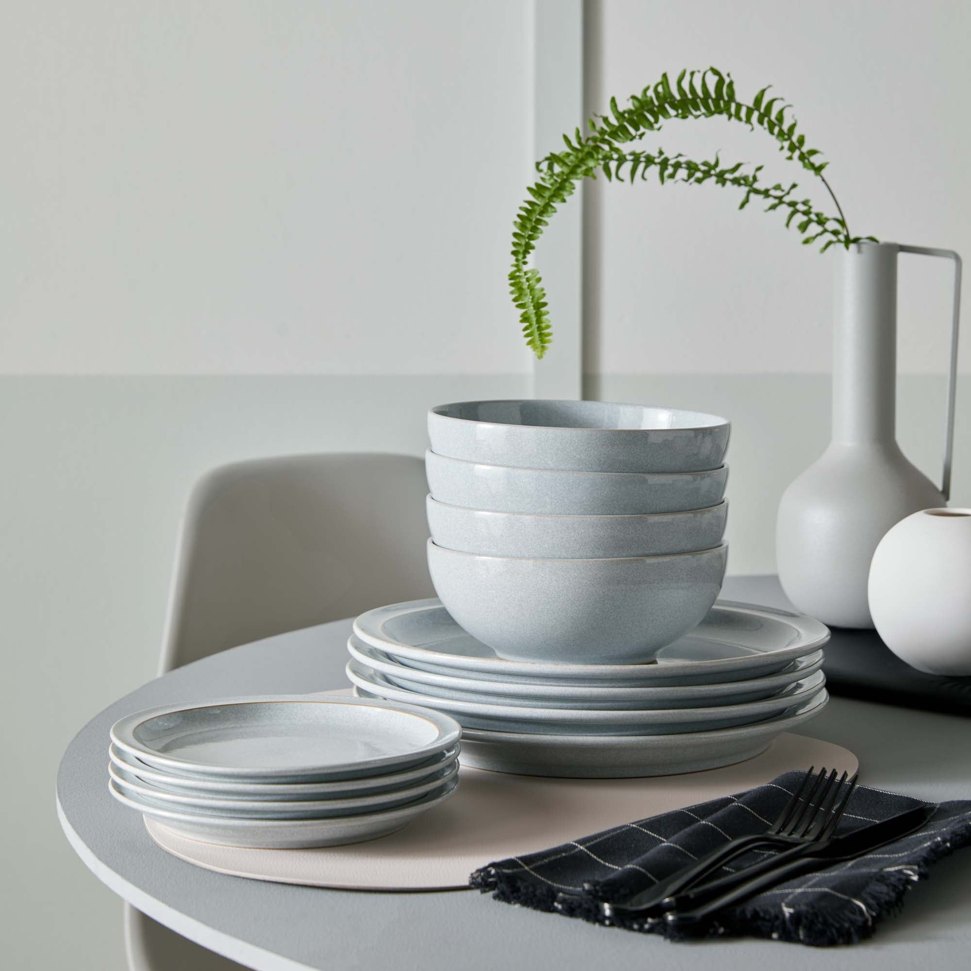 Denby Dove Grey 12 Piece Dinner Set - Dove Grey 12 Piece Tableware Set Accessories Sterling Home 4