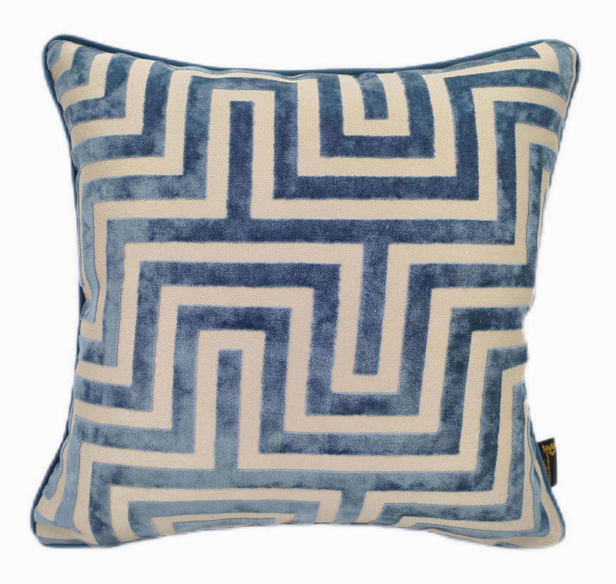 Abstract Cut Velvet Blue Square Cushion - Amazing PM Cut Velvet Blue43x43CM Cushion Accessories Sterling Home 1