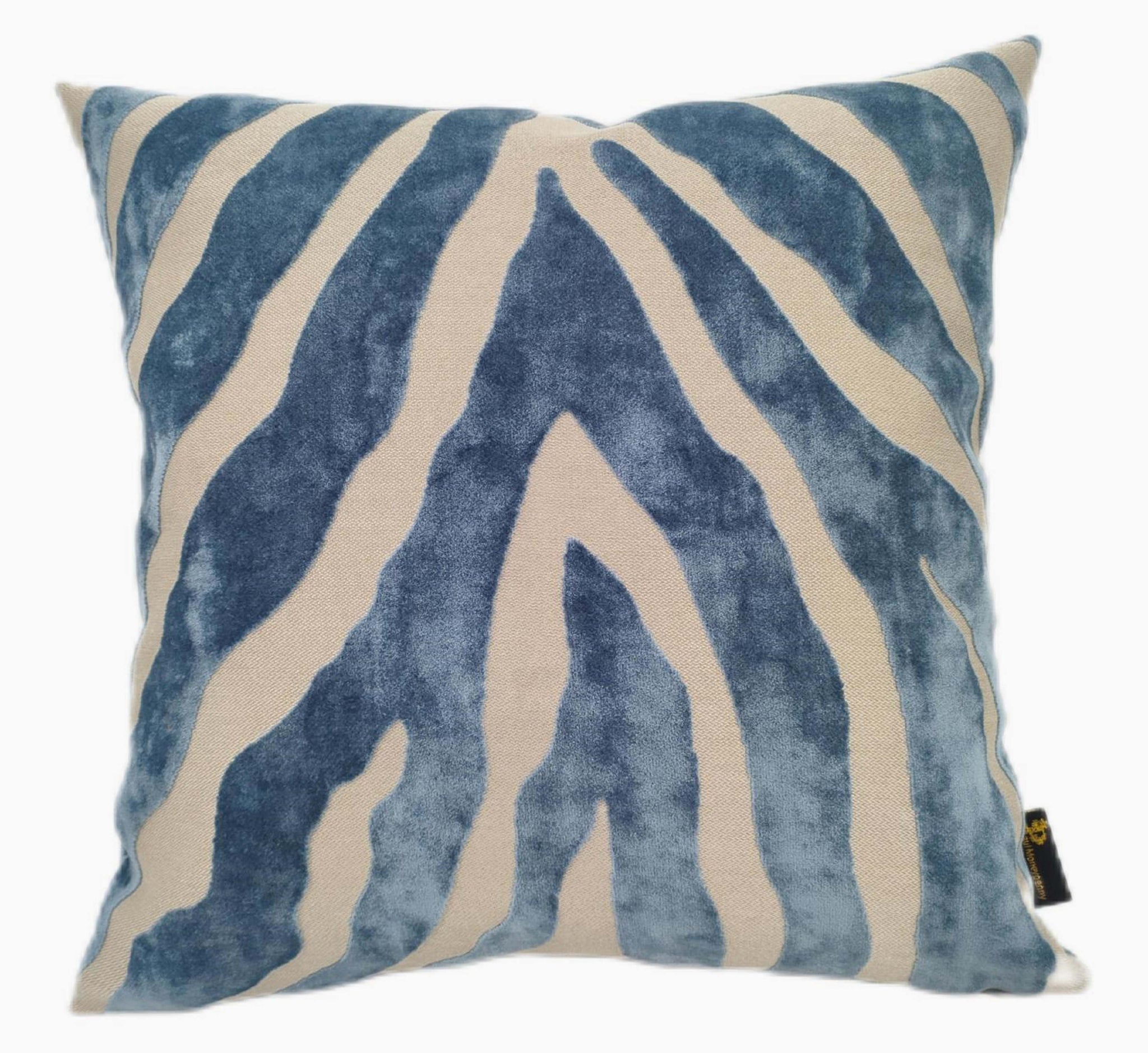 Zebedeedodah Cut Velvet Blue Square Cushion - Zebedeedodah PM Cut Velvet Blue 43x43CM Cushion Accessories Sterling Home 1