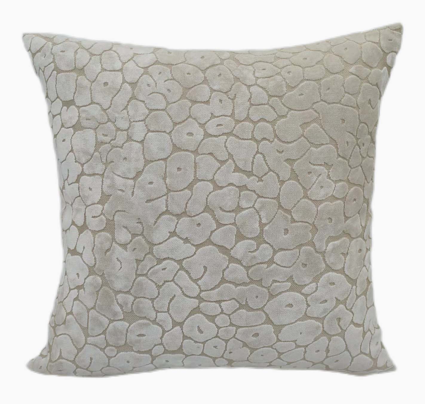 Leopard Cut Velvet Cream Square Cushion - Spoton Cut Velv PM Ivory 56x56CM Cushion Accessories Sterling Home 1