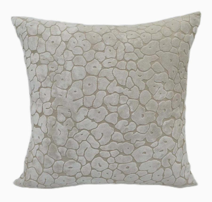 Leopard Cut Velvet Cream Square Cushion - Spoton Cut Velv PM Ivory 56x56CM Cushion Accessories Sterling Home 1