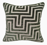 Abstract Cut Velvet Green Square Cushion