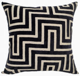 Abstract Cut Velvet Black Square Cushion