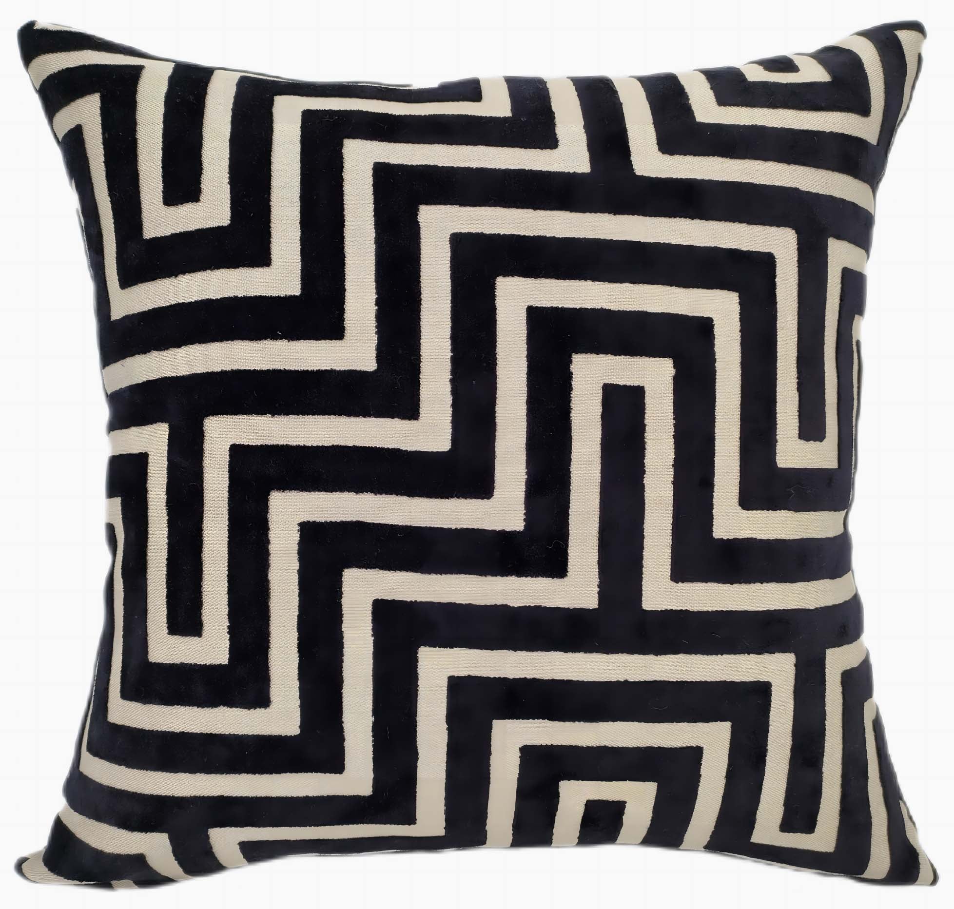 Abstract Cut Velvet Black Square Cushion - Amazing PM Cut Velvet Black 43x43CM Cushion Accessories Sterling Home 1