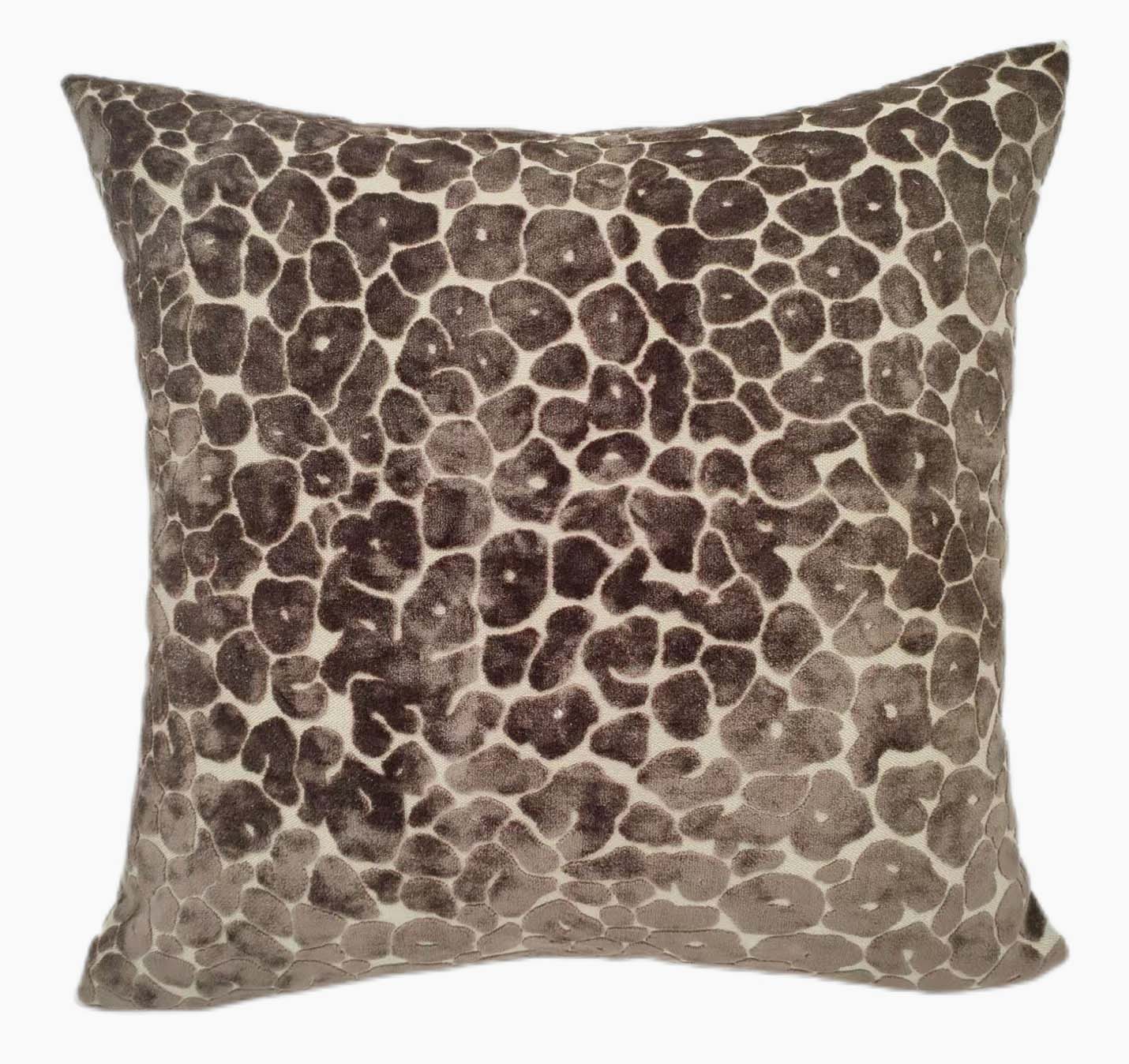 Leopard Cut Velvet Brown Square Cushion - Spoton PM Cut Velvet PM Choc 56x56CM Cushion Accessories Sterling Home 1