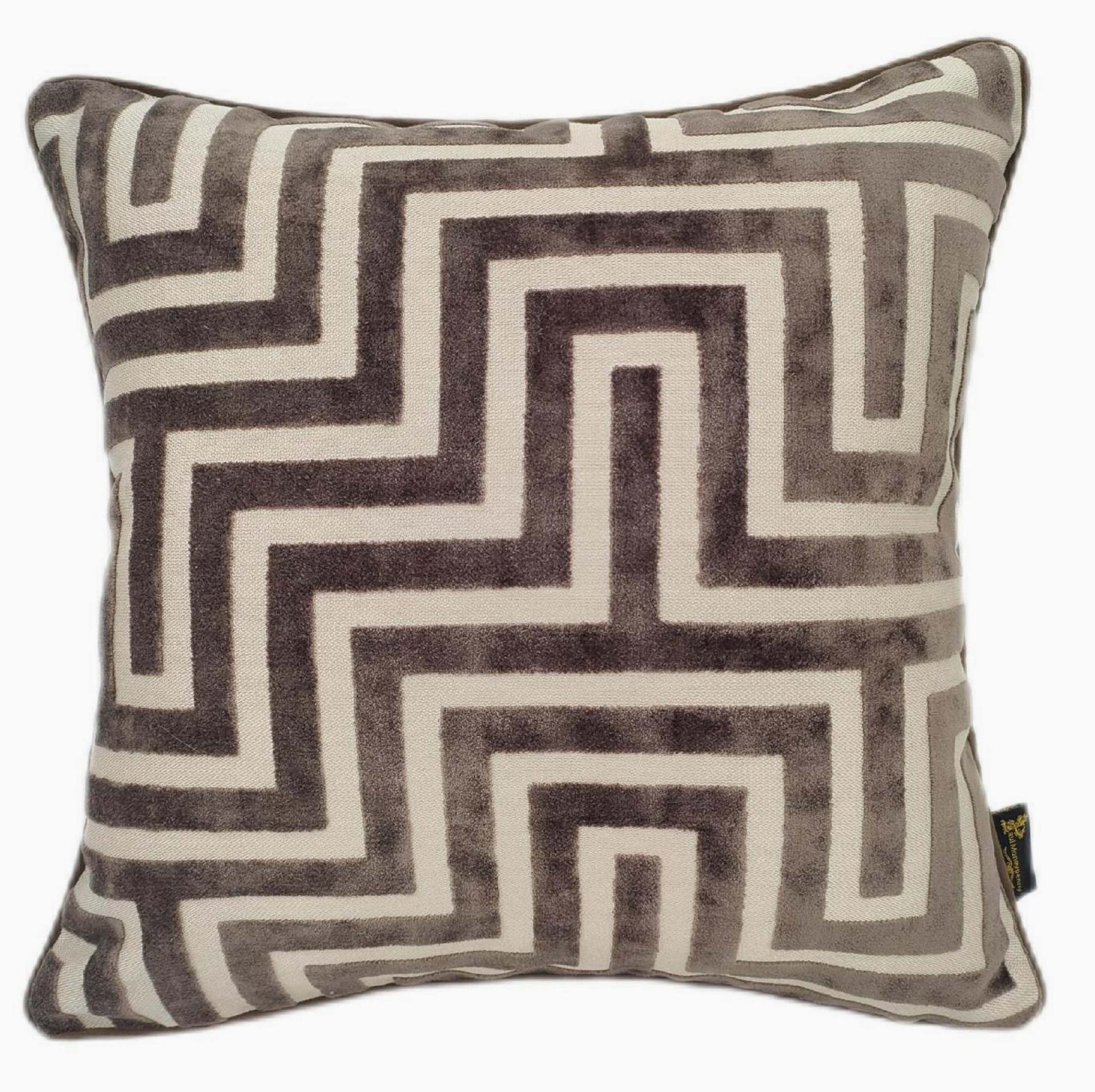 Abstract Cut Velvet Brown Square Cushion - Amazing PM Cut Velvet Choc 43x43CM Cushion Accessories Sterling Home 1