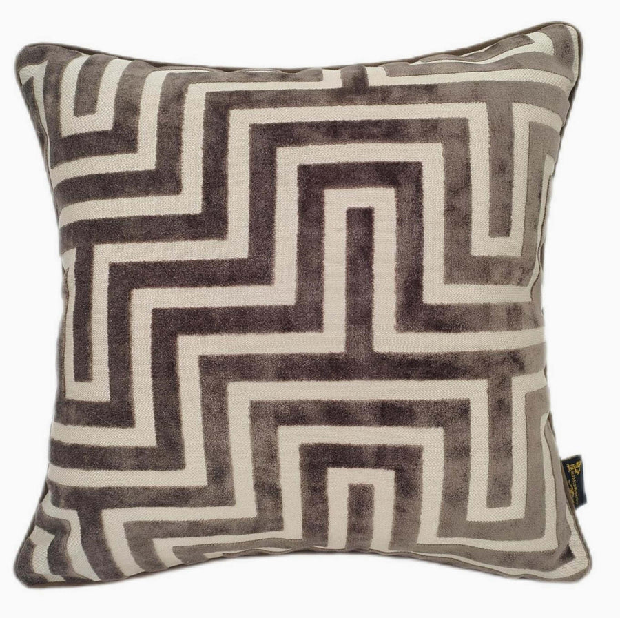 Abstract Cut Velvet Brown Square Cushion - Amazing PM Cut Velvet Choc 43x43CM Cushion Accessories Sterling Home 1