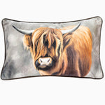 Clyde Highland Cow Brown Rectangular Cushion - Clyde Highland Cow Velvet Brown 30x50CM Cushion Accessories Sterling Home 1