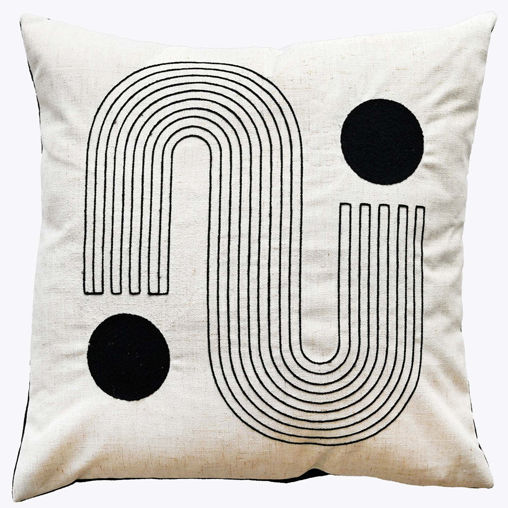 Klee Art Deco Stich Black Square Cushion - DISC Klee Art Deco Stitch Black 45x45CM Cushion Accessories Sterling Home 1