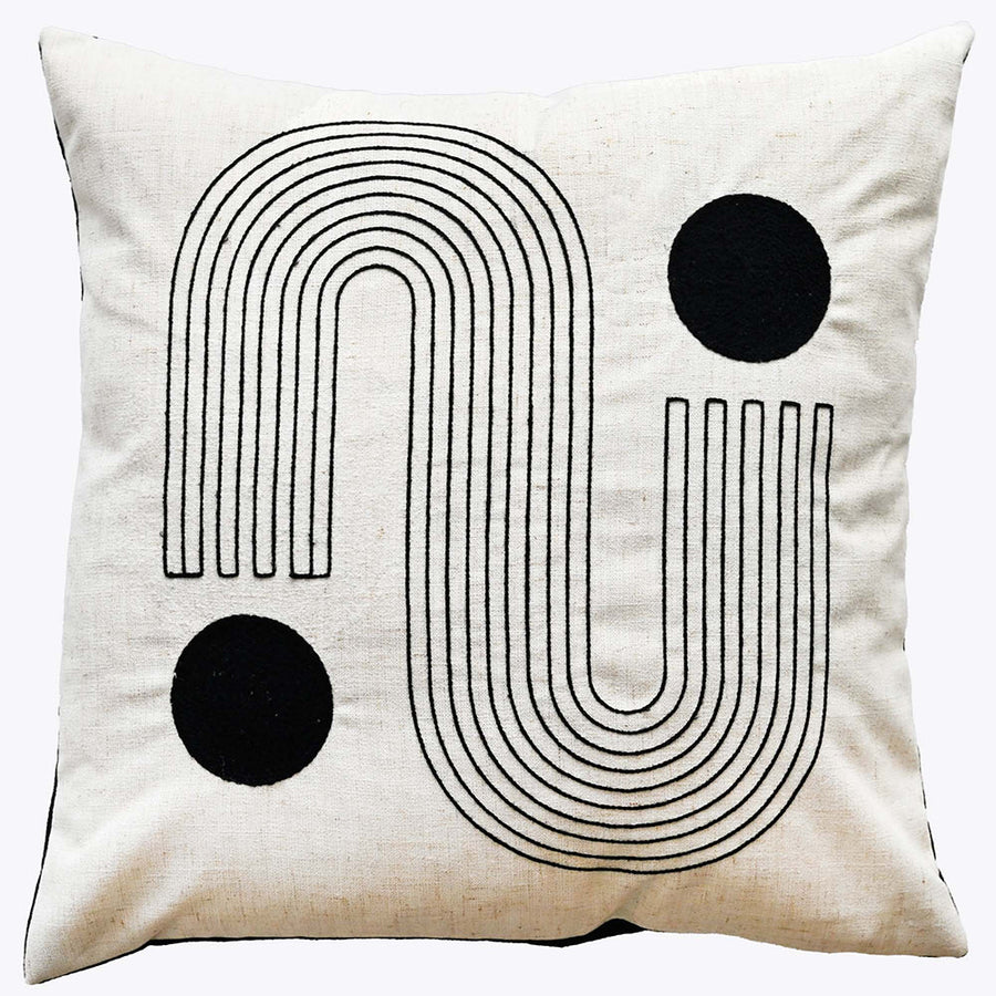 Klee Art Deco Stich Black Square Cushion - DISC Klee Art Deco Stitch Black 45x45CM Cushion Accessories Sterling Home 1