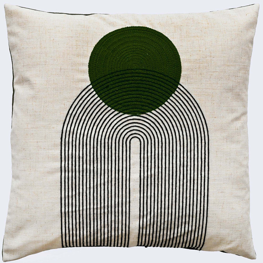 Saloni Art Deco Green Square Cushion - Saloni Art Deco Stitch Olive 45x45CM Cushion Accessories Sterling Home 1