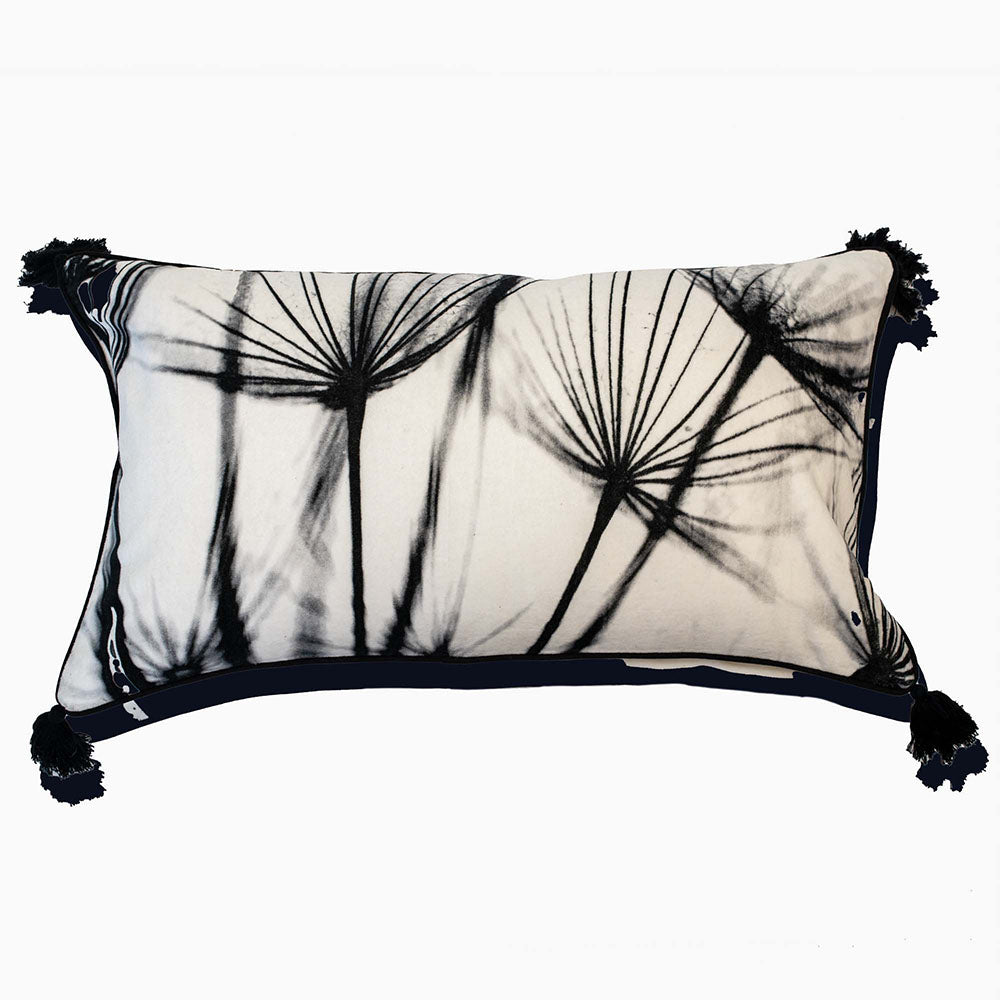 Portefino Printed Dandelions Black Rectangular Cushion - Portefino Printed Dandelions 35x65CM Cushion Accessories Sterling Home 1