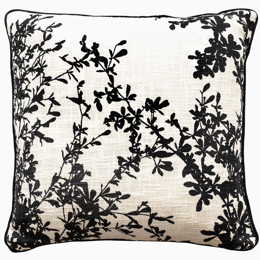 Rimini Embroidered Floral Square Cushion - DISC Rimini Mono Emb Floral Linen 45x45CM Cushion Accessories Sterling Home 1
