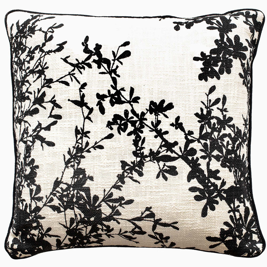 Rimini Embroidered Floral Square Cushion - DISC Rimini Mono Emb Floral Linen 45x45CM Cushion Accessories Sterling Home 1