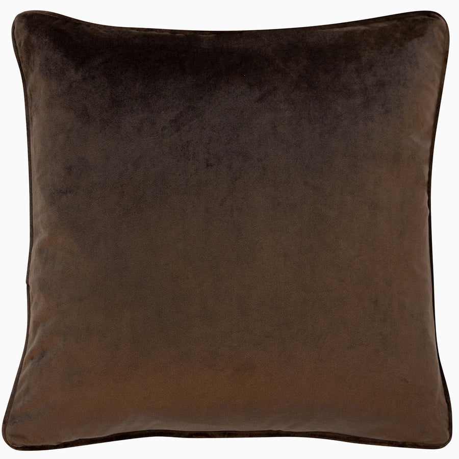 Luxe Velvet Green Brown Square Cushion - DISC Luxe Velvet Piped Chocolate 43x43CM Cushion Accessories Sterling Home 1