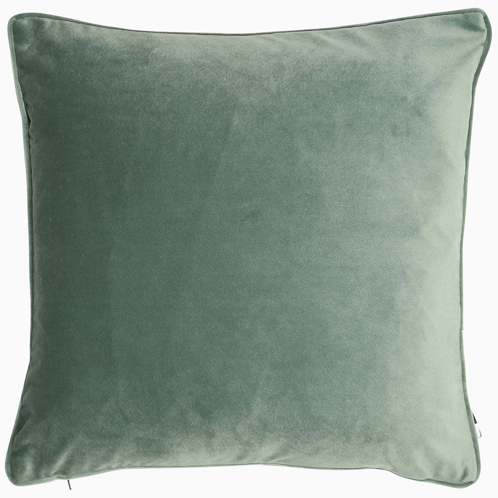 Luxe Velvet Green Square Cushion - Luxe Velvet Piped Eucalyptus 43x43CM Cushion Accessories Sterling Home 1