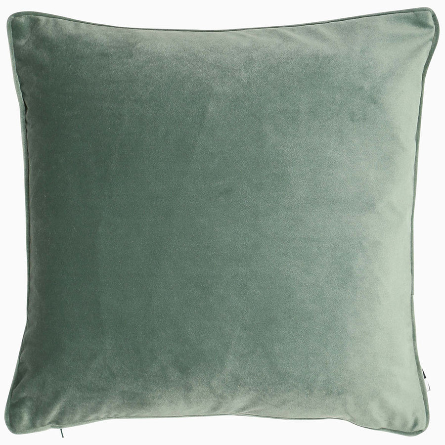 Luxe Velvet Green Square Cushion - Luxe Velvet Piped Eucalyptus 43x43CM Cushion Accessories Sterling Home 1