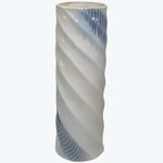 Blue And White Cylinder Vase - DISC Blue & White Cylinder Vase 37CM Accessories Sterling Home 1
