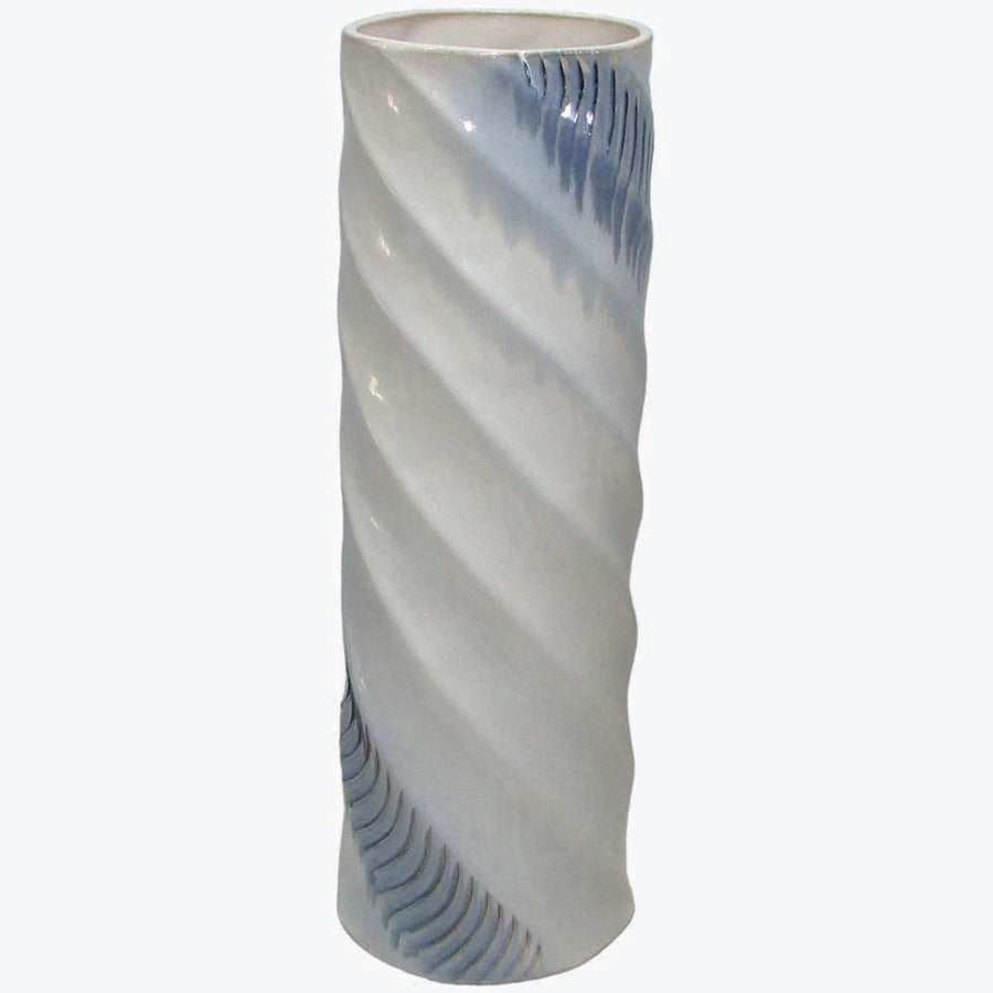 Blue And White Cylinder Vase - DISC Blue & White Cylinder Vase 37CM Accessories Sterling Home 1