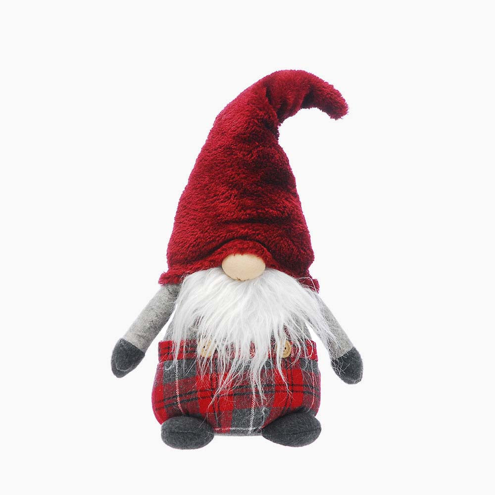 Sitting Red & Grey Tartan Gonk - C Sitting Grey/Red Tartan Gonk 43CM Accessories Sterling Home 1