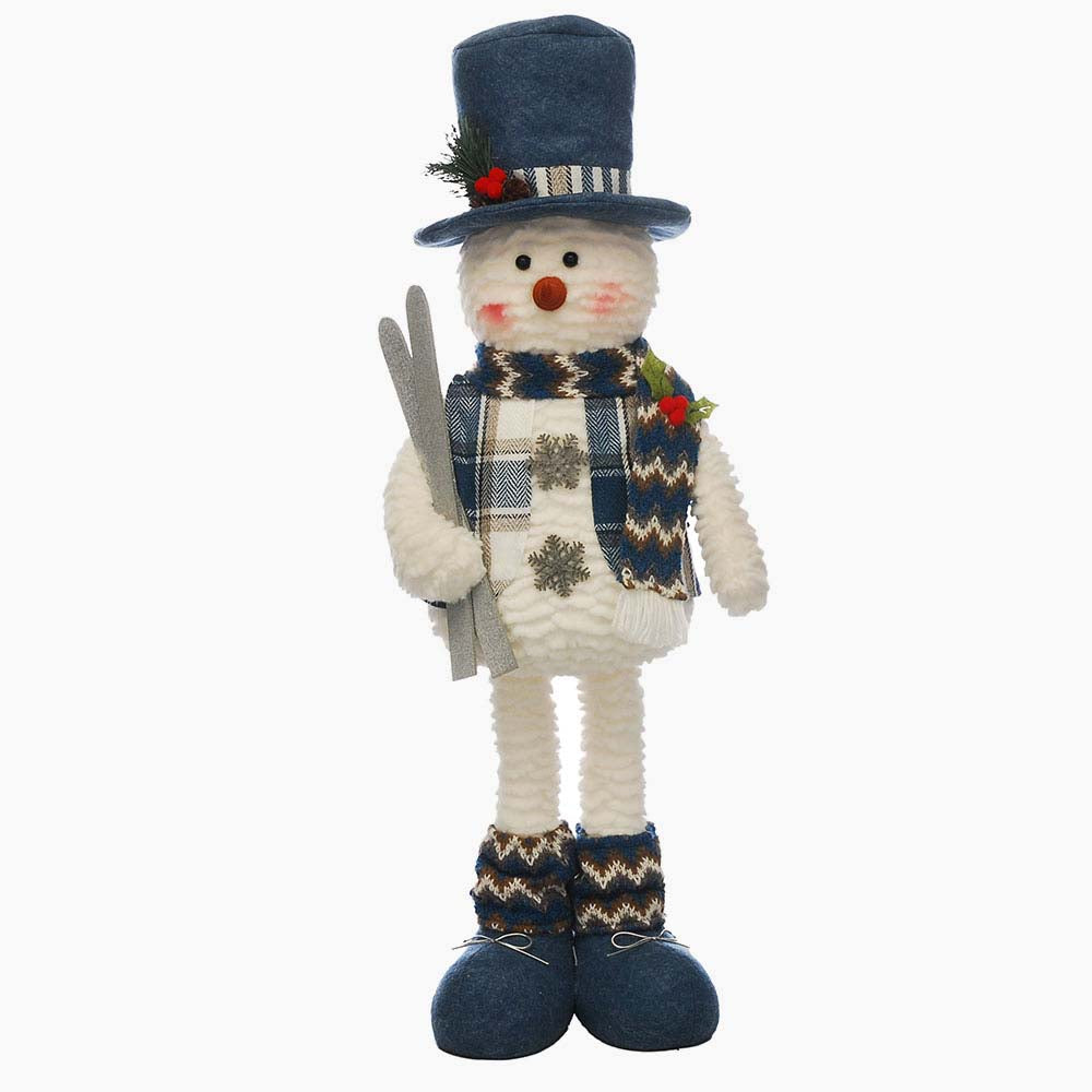 Standing Plush Snowman With Skis - L Standing Plush Snowman Carrying Skis 63CM Accessories Sterling Home 1