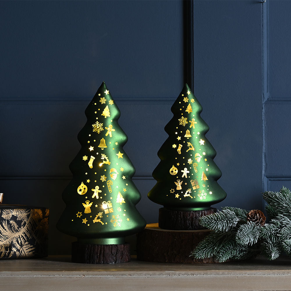 Green Glass Tree Battery Operated - C Lit BO Green Glass Tree 21CM Accessories Sterling Home 2