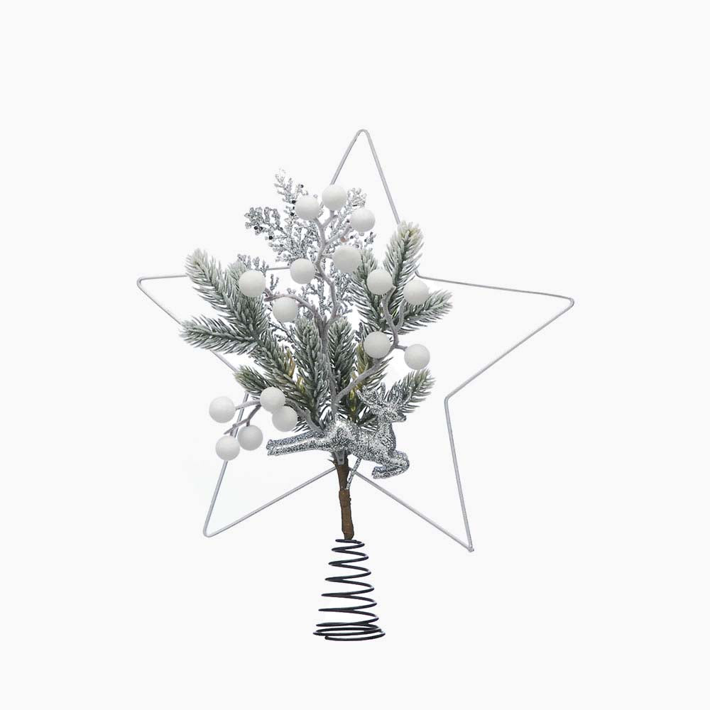 Foliage White Star Tree Topper - S Foliage Star Tree Topper White 34CM Accessories Sterling Home 1