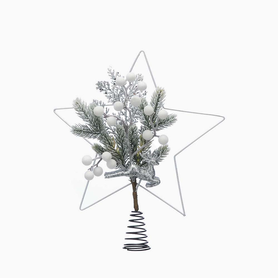 Foliage White Star Tree Topper - S Foliage Star Tree Topper White 34CM Accessories Sterling Home 1