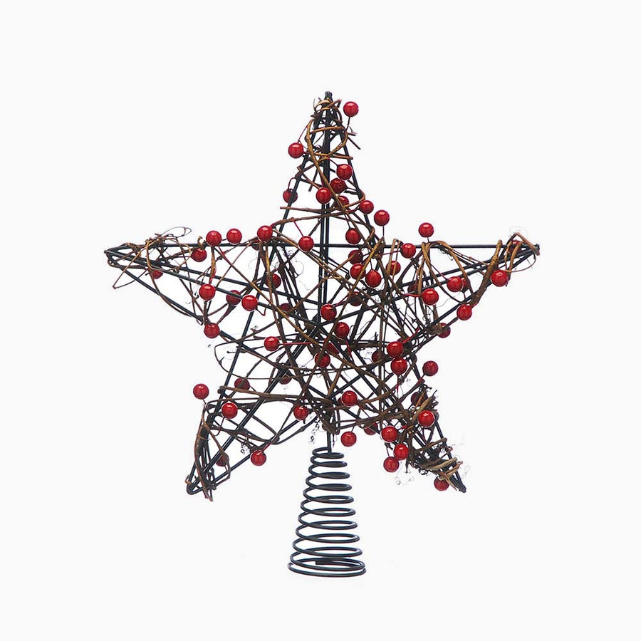 Star Red Berries Tree Topper - C Star Tree Topper Red Berries Black 30CM Accessories Sterling Home 1