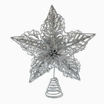 Glitter Silver Star Tree Topper - L Silver Star Glitter Tree Topper 26CM Accessories Sterling Home 1