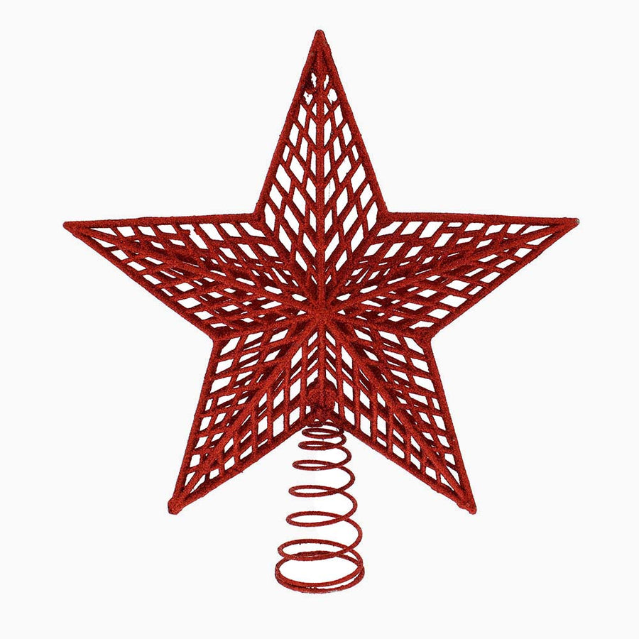 Glitter Red Star Tree Topper - C Red Glitter Star Tree Topper 27CM Accessories Sterling Home 1
