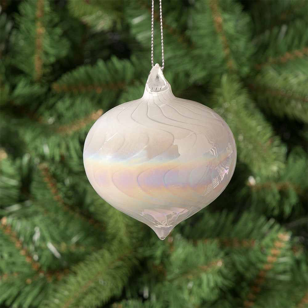 Pearl Onion Glass Bauble - L Pearl Glass Onion Shape Bauble 8CM Accessories Sterling Home 1