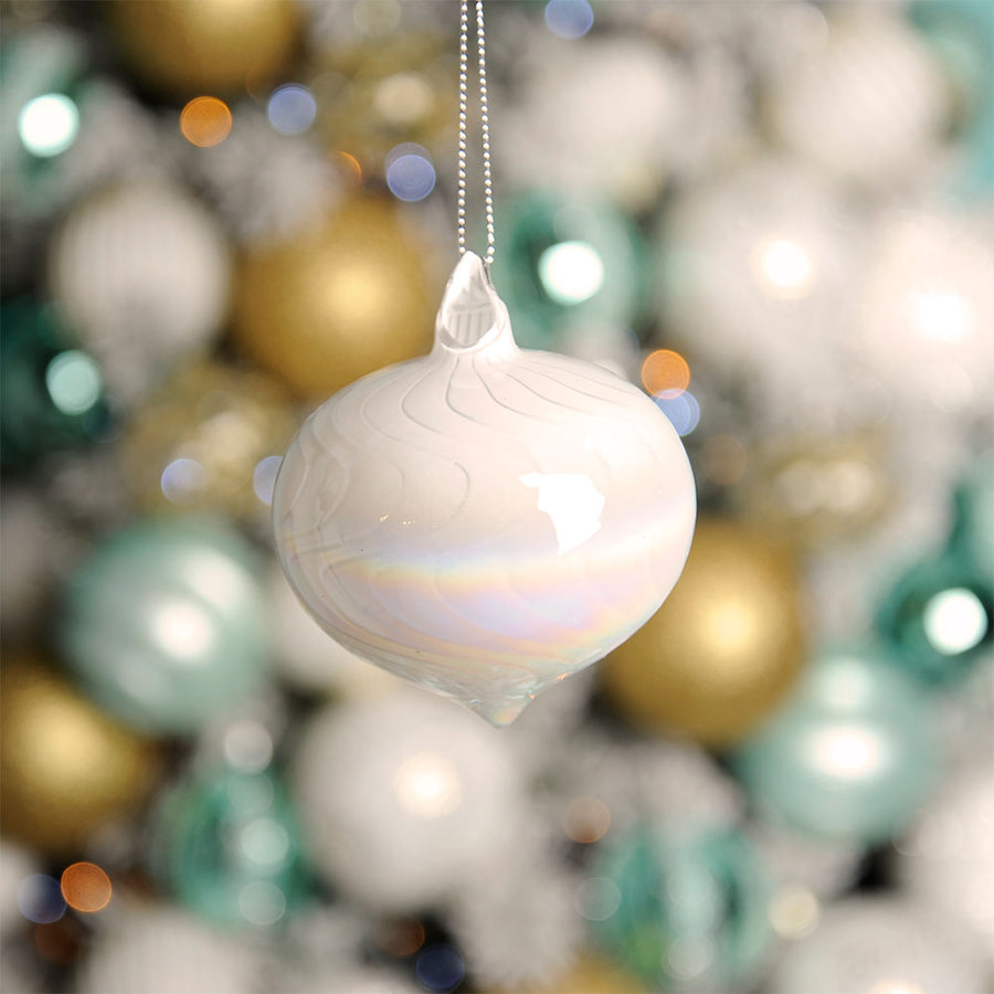 Pearl Onion Glass Bauble - L Pearl Glass Onion Shape Bauble 8CM Accessories Sterling Home 2