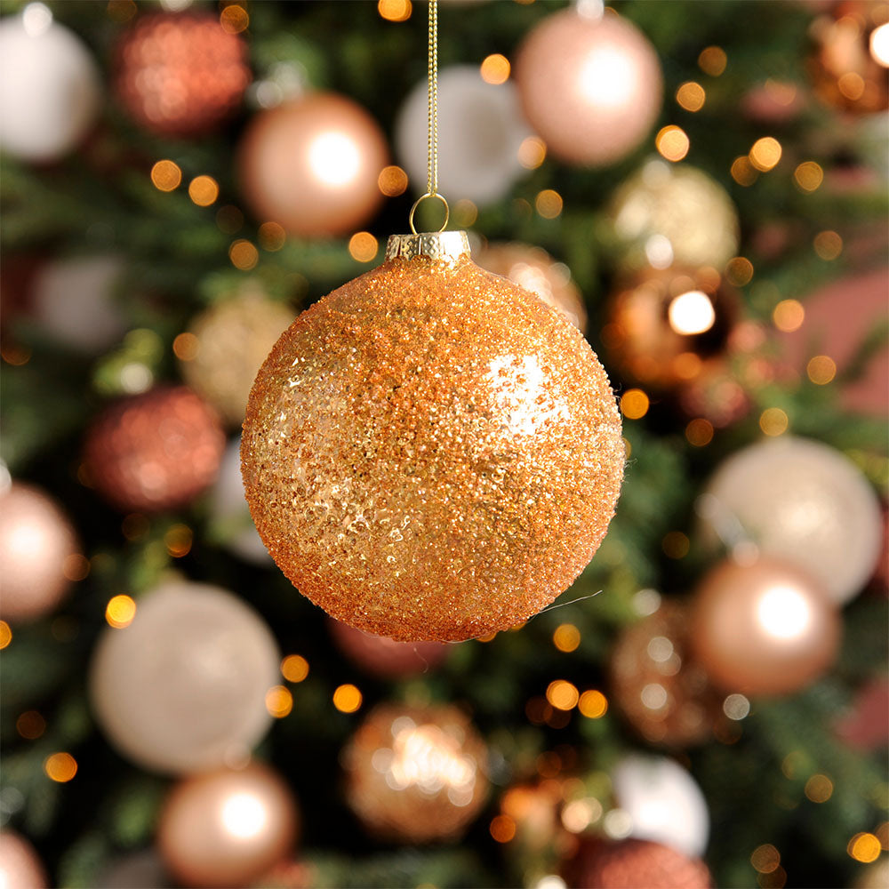 Bronze Sequin Glass Bauble - I Copper Glass Bauble With Sequin 10CM Accessories Sterling Home 2