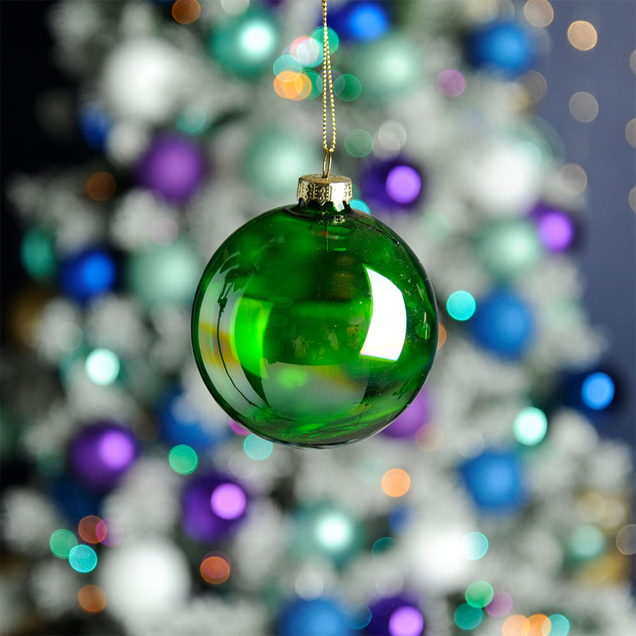 Iridescent Green Glass Bauble - S Iridescent Green Ball Glass Bauble 8CM Accessories Sterling Home 2