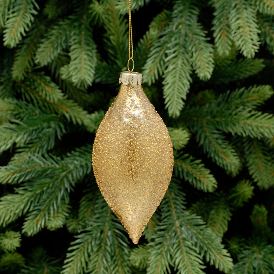 Gold Olive Glass Bauble - C Gold Glass Olive Bauble 13CM Accessories Sterling Home 1