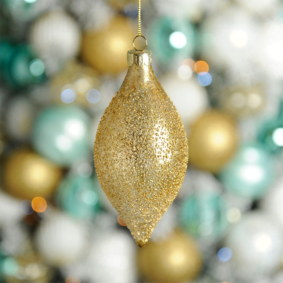 Gold Olive Glass Bauble - C Gold Glass Olive Bauble 13CM Accessories Sterling Home 2