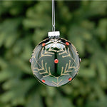 Glitter Striped Green & Gold Glass Bauble - C Glass Bauble Glitter Lines Green Gold 8CM Accessories Sterling Home 1