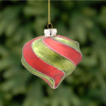 Swirl Red & Green Onion Glass Bauble - C Red Green Swirl Onion Glass Bauble 10CM Accessories Sterling Home 1