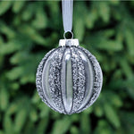 Sequin Grey Glass Bauble - L Grey Sequin Glass Bauble 8CM Accessories Sterling Home 1