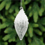 Snow White Olive Glass Bauble - L White Snow Glass Olive Bauble 12CM Accessories Sterling Home 1