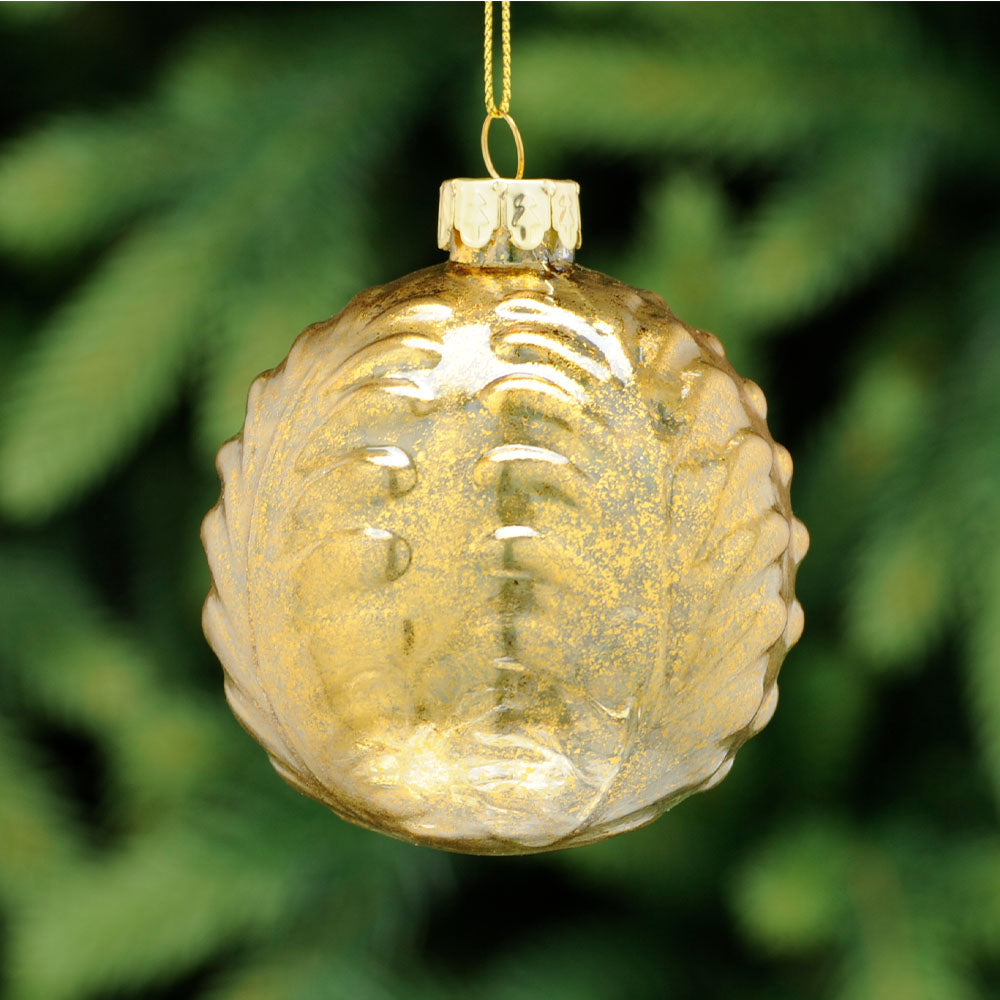 Gold Leaves Glass Bauble - C Clear Gold Leaves Glass Bauble 8Cm Accessories Sterling Home 1