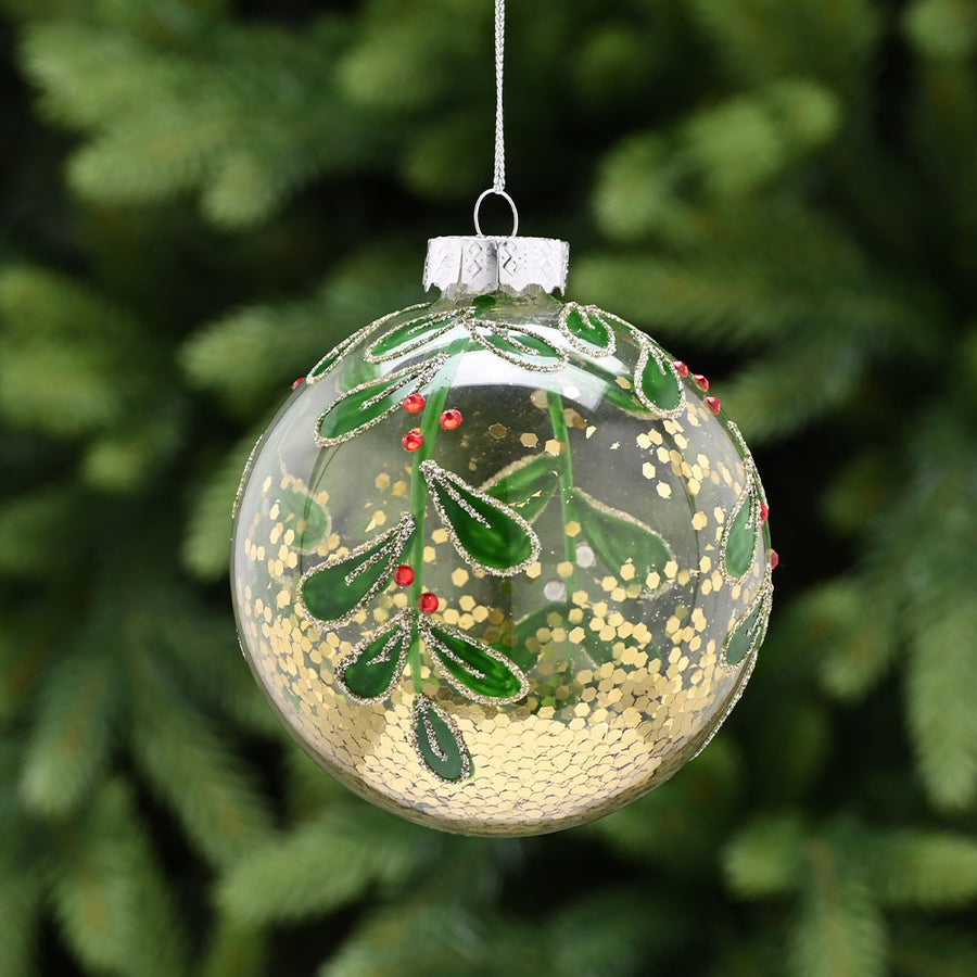 Mistletoe Glass Bauble - C Clear Mistletoe Glass Bauble 10CM Accessories Sterling Home 1