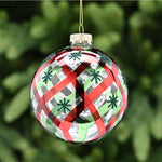 Striped Red & Green Glass Bauble - C Red Green Lines Glass Bauble 10CM Accessories Sterling Home 1